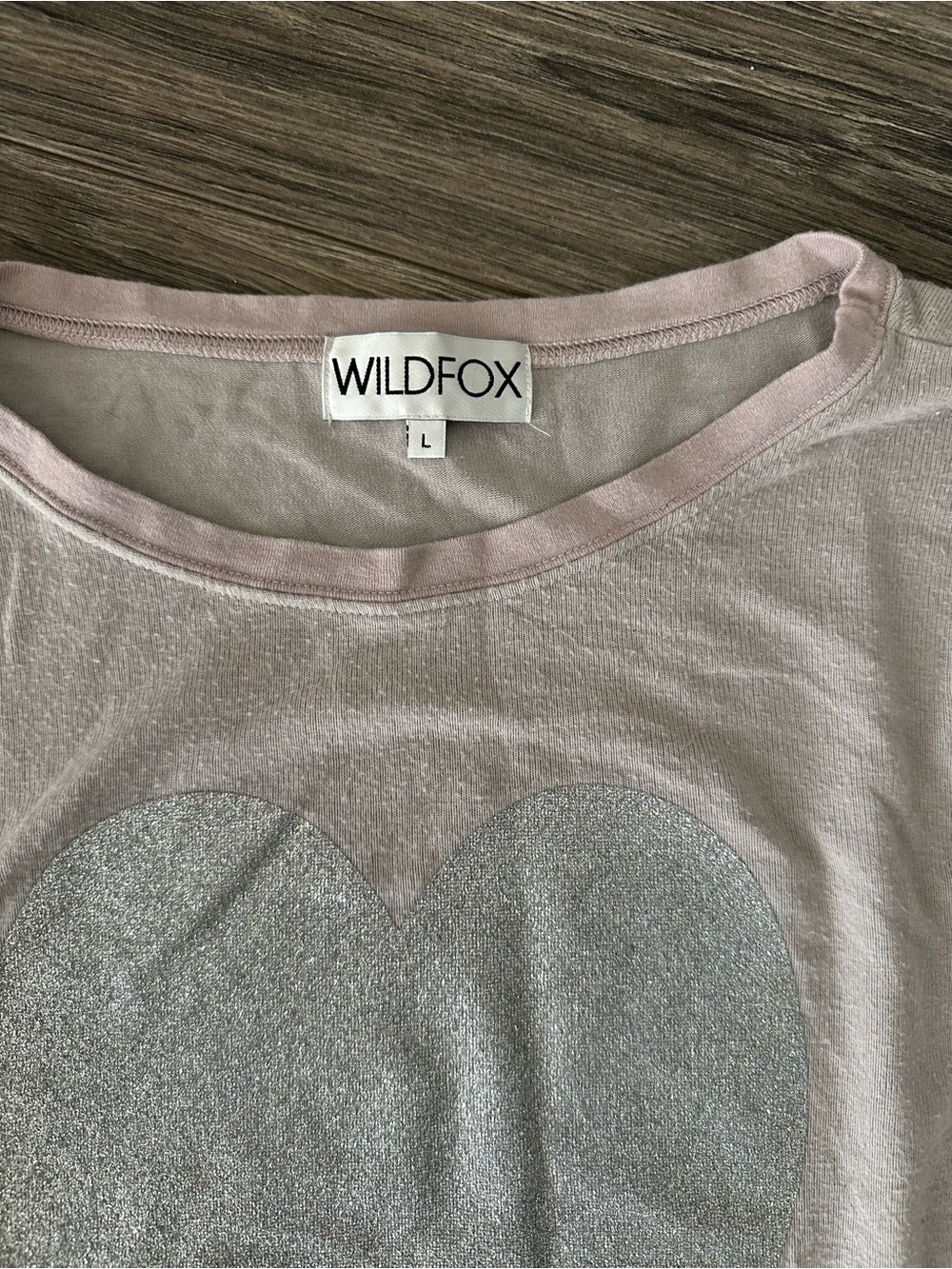 Wildfox Pale Lavender Sweatshirt with Silver Glitter Heart - Picture 3 of 3